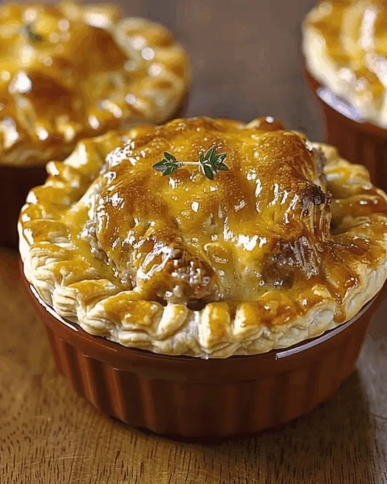 Golden Australian Meat Pies with Melty Cheese, Herb Crust & Savory Filling