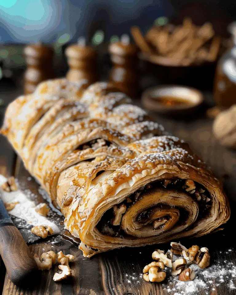 Honey-Glazed Puff Pastry Roll with Walnuts & Cinnamon