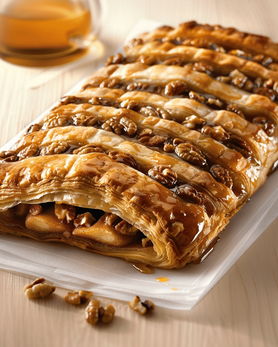 Honey-Glazed Puff Pastry Roll with Walnuts & Cinnamon