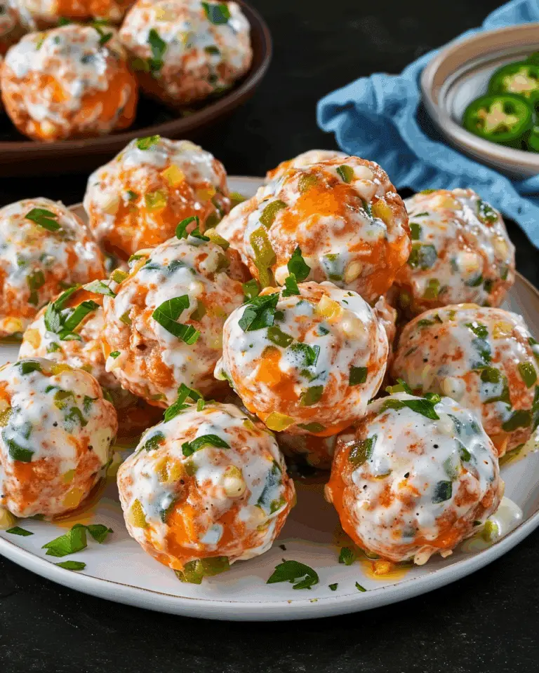 Jalapeño Popper Stuffed Buffalo Chicken Meatballs