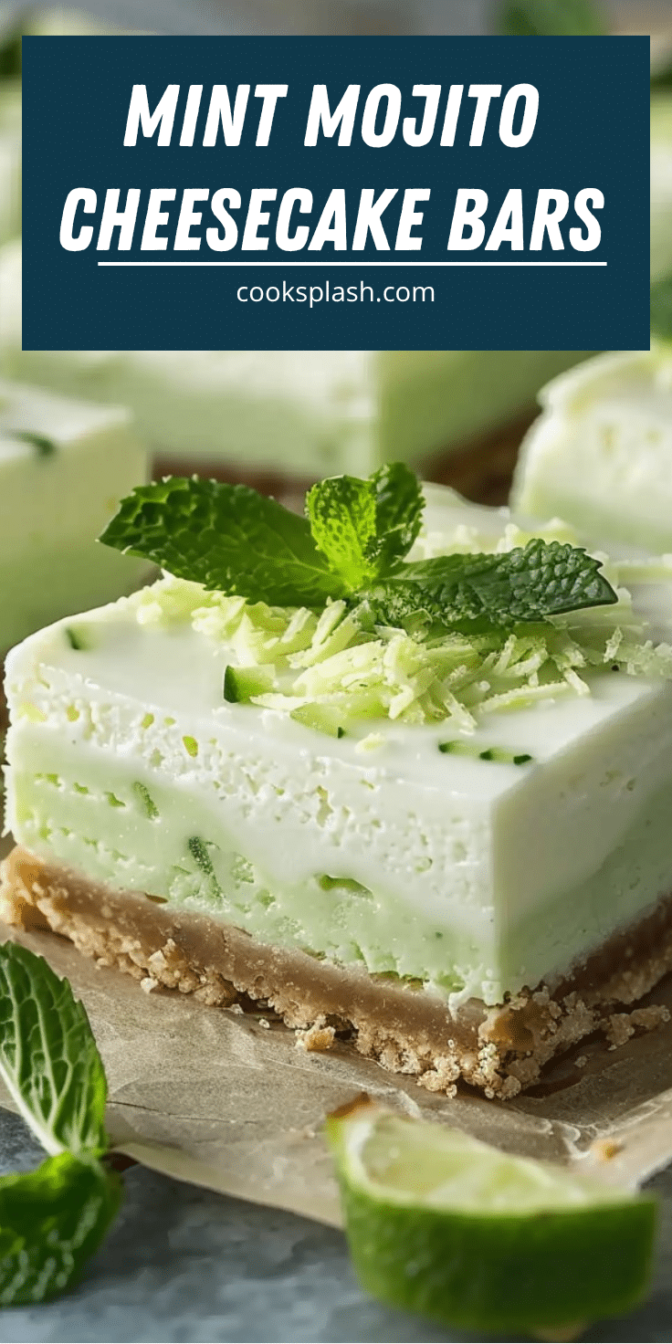 Mint Mojito Cheesecake Bars | Cook Splash