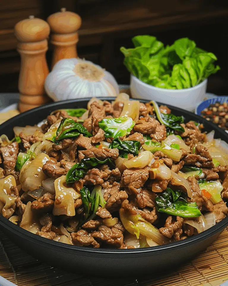 Mouthwatering One-Pan Garlic Butter Beef with Caramelized Cabbage & Herbs