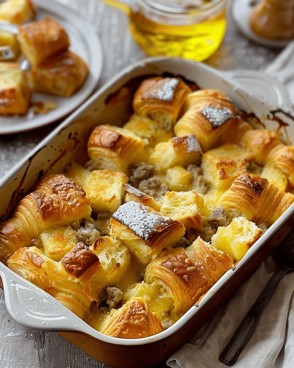 Overnight Croissant Breakfast Casserole