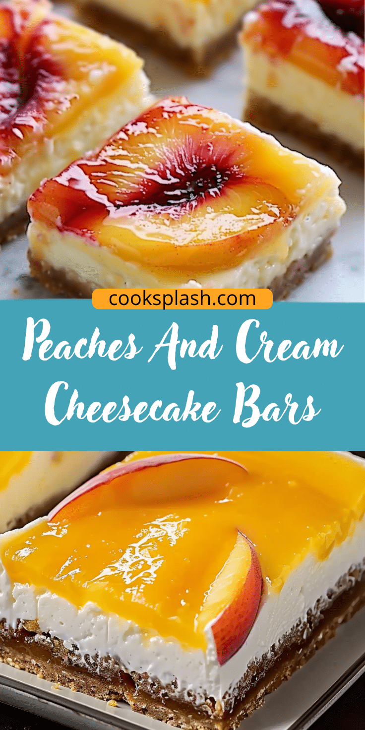 Peaches And Cream Cheesecake Bars | Cook Splash