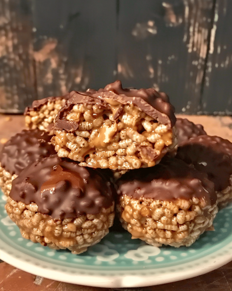 Peanut Butter Balls with Chocolate Rice Krispies