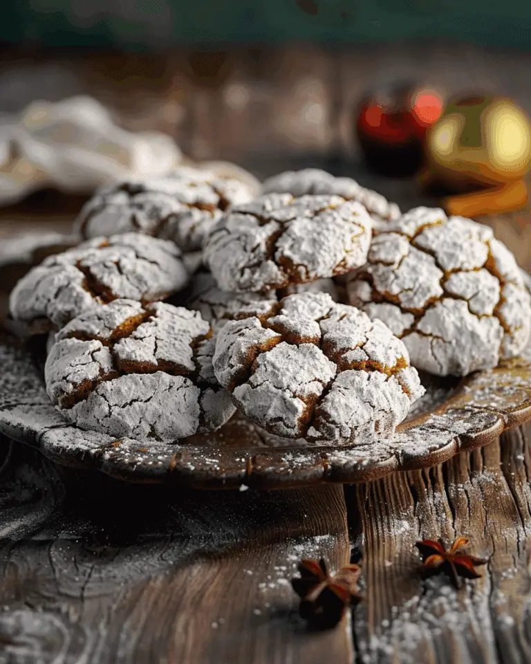 Soft Gingerbread Crinkle Cookies : Spiced, Sweet & Snow-Dusted
