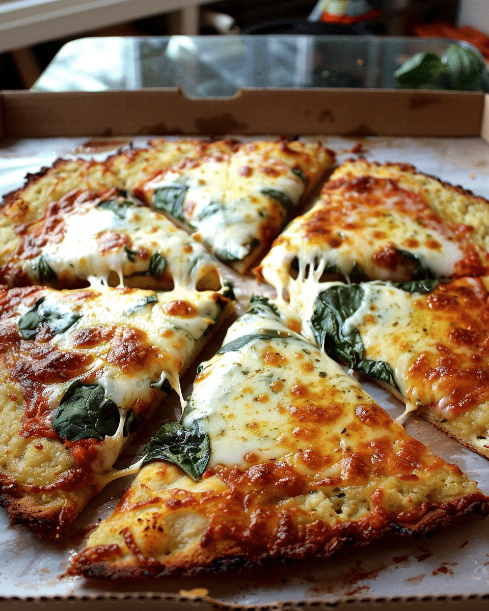 Spinach Pizza on Cottage Cheese Crust: A Protein Masterpiece