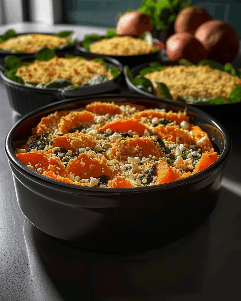 Sweet Potato & Spinach Feta Bake