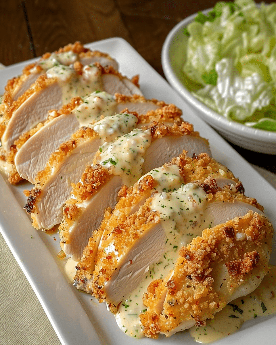Baked Caesar Chicken With Creamy Garlic Parmesan Sauce