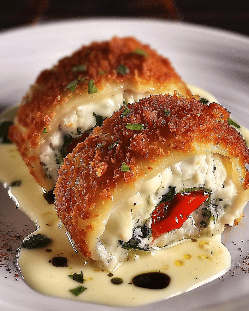 Roasted Red Pepper Spinach Mozzarella Stuffed Chicken