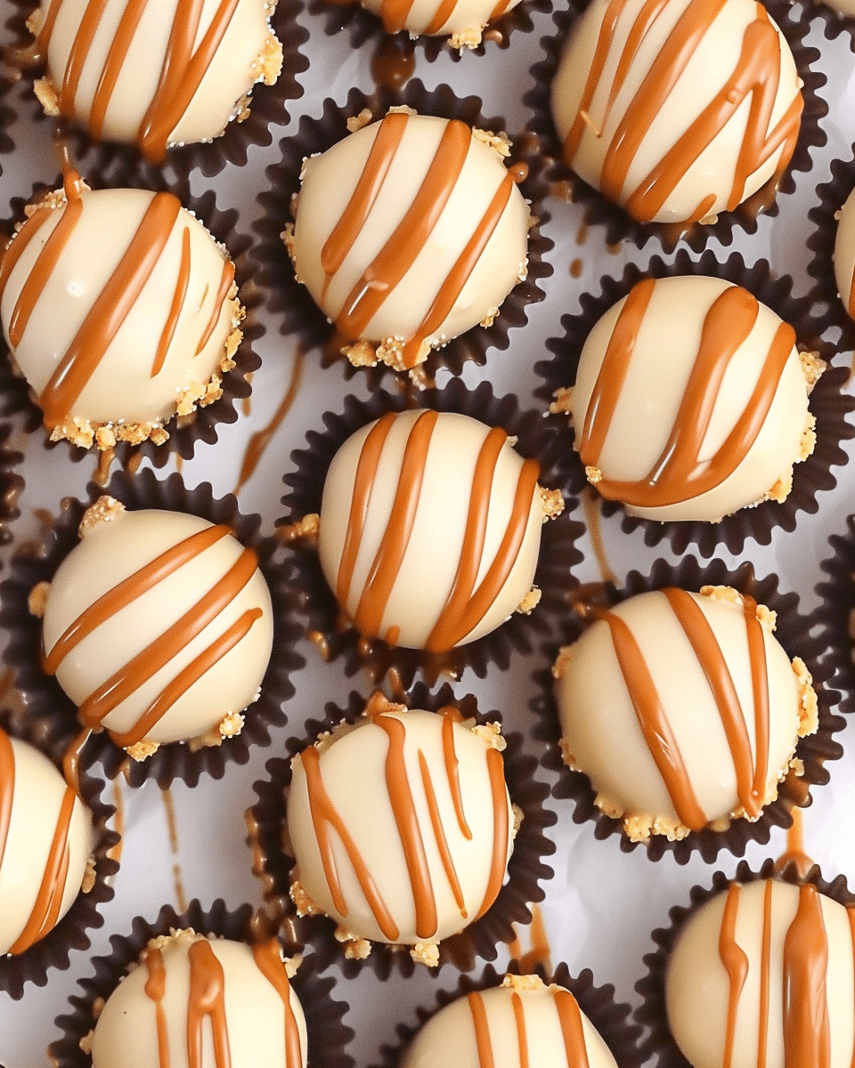 Peanut Butter Snowballs With Caramel Drizzle