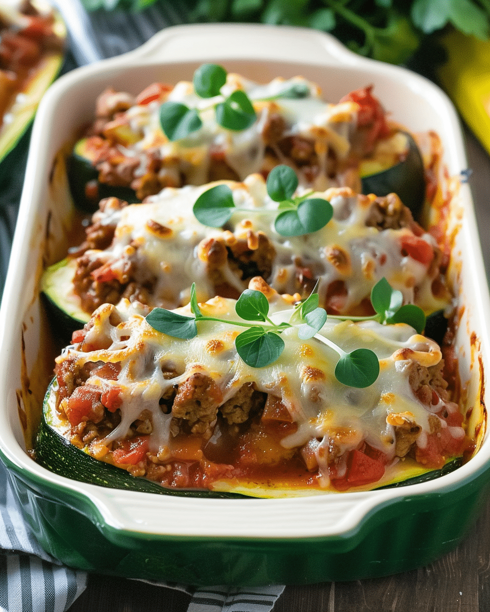 Lasagna Stuffed Zucchini Boats