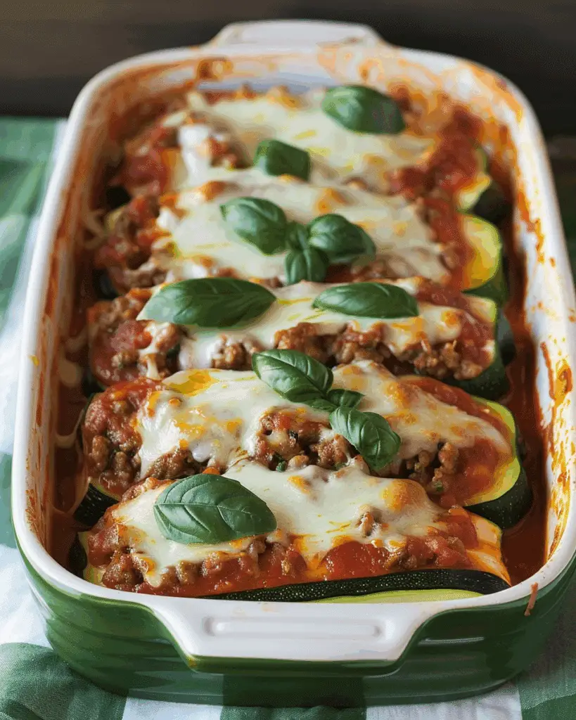 Lasagna Stuffed Zucchini Boats