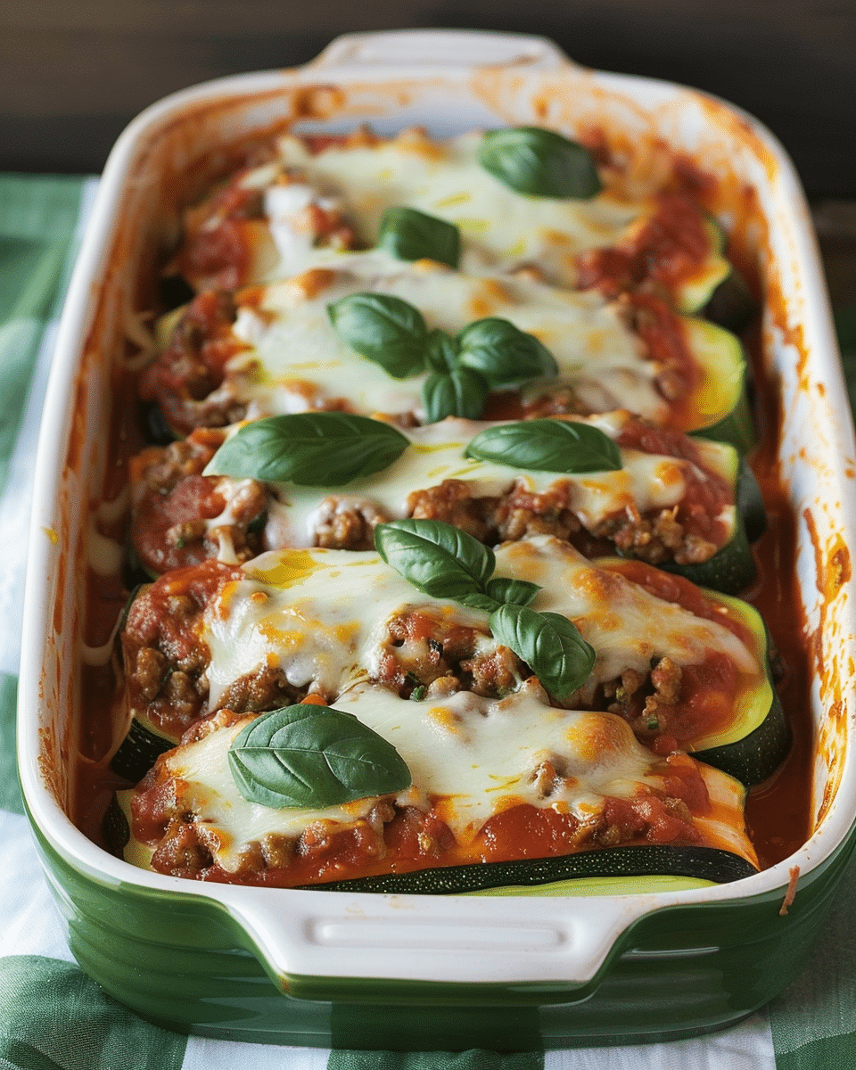 Lasagna Stuffed Zucchini Boats