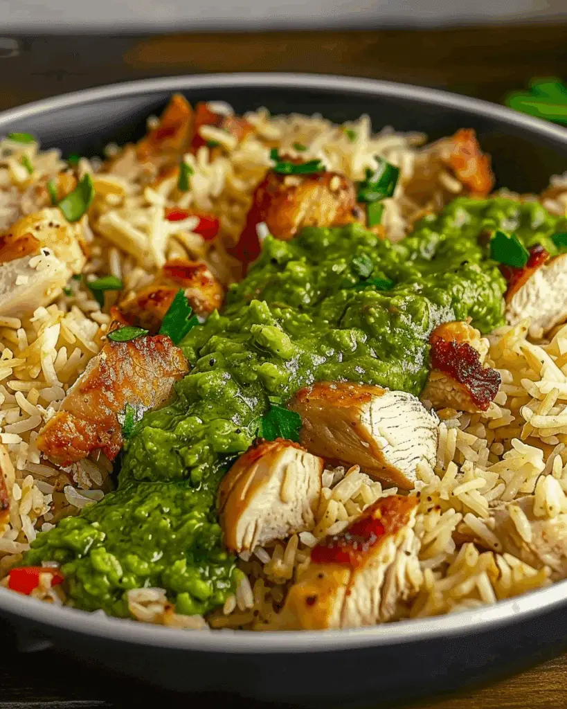 Peruvian Chicken and Rice with Green Sauce