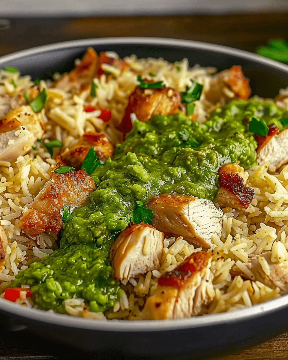 Peruvian Chicken and Rice with Green Sauce
