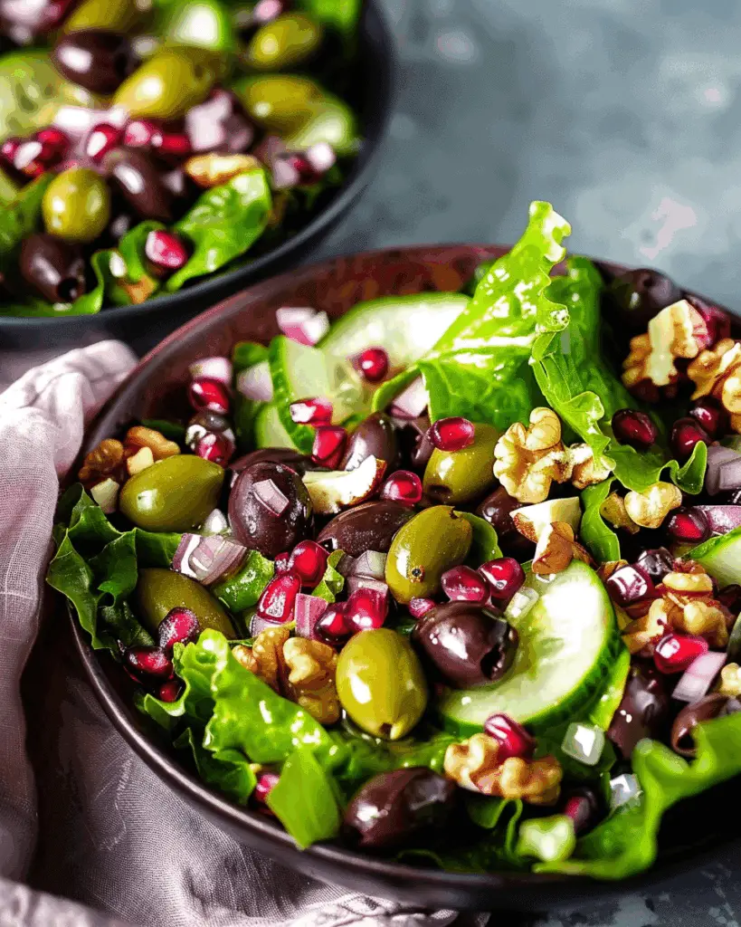 Quick & Easy Olive Salad with Pomegranate & Walnuts