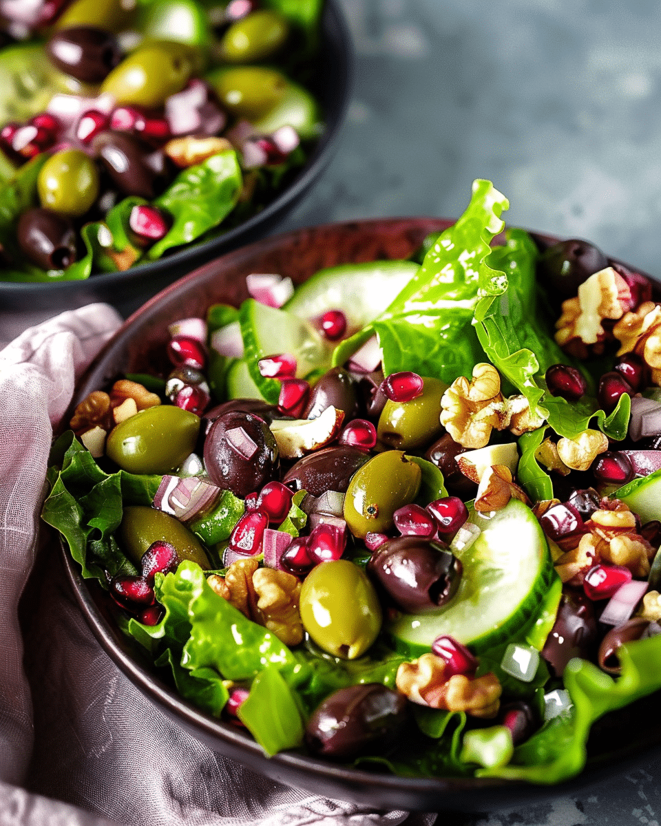 Quick & Easy Olive Salad with Pomegranate & Walnuts