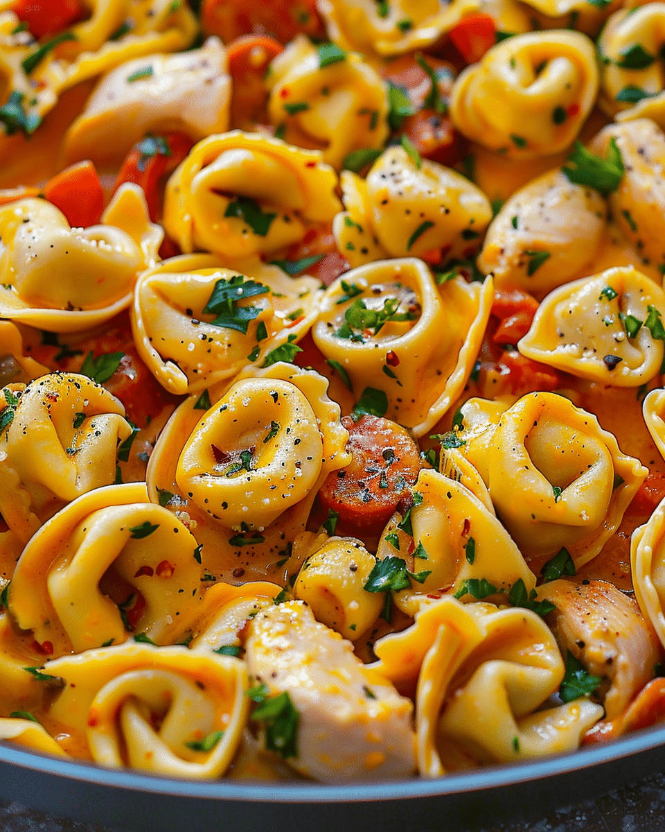 One-Pot Spicy Garlic Butter Chicken Tortellini