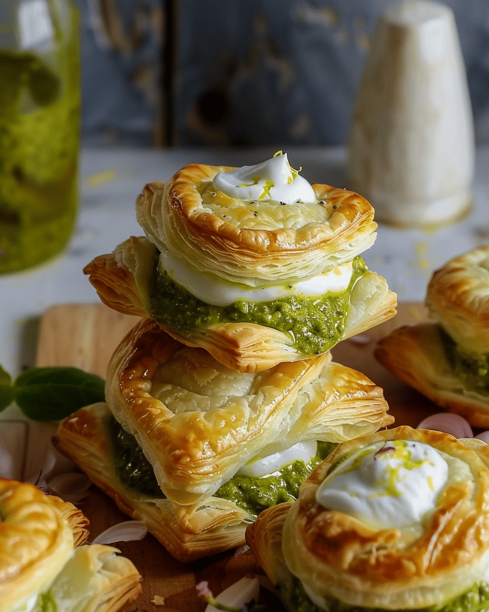 Pesto and Mozzarella Stuffed Puff Pastry