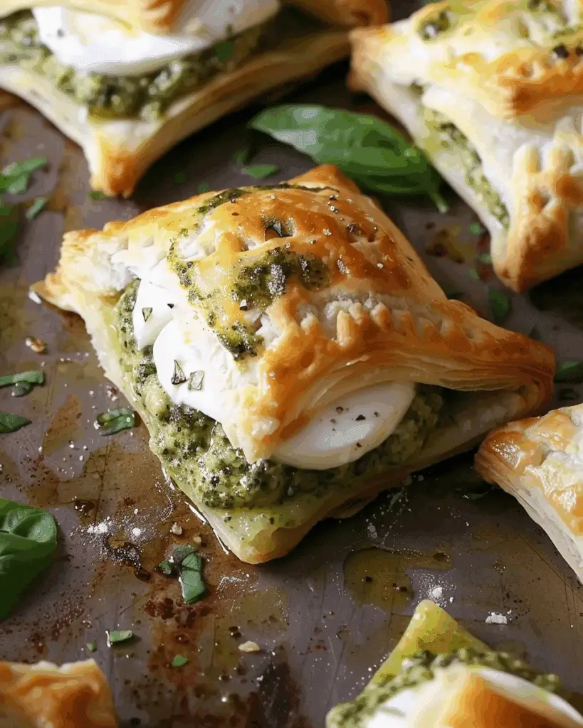 Pesto and Mozzarella Stuffed Puff Pastry