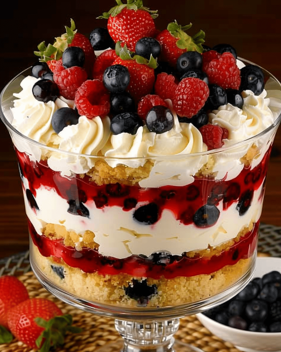 Red, White And Blueberry Trifle