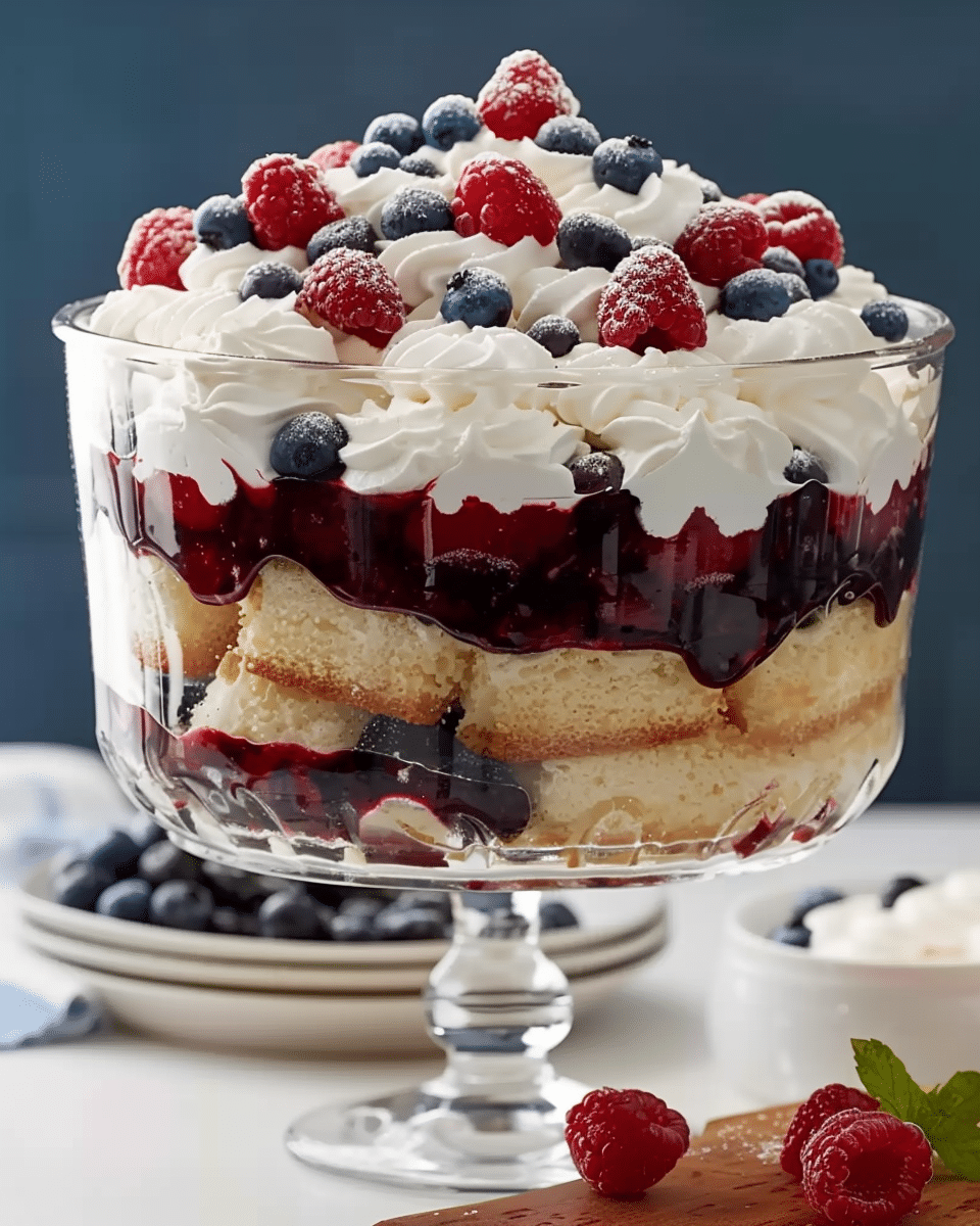 Red, White And Blueberry Trifle