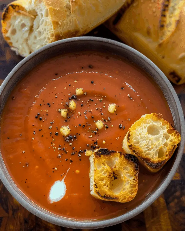 Vegan Creamy Tomato Basil Soup With Crispy Chickpeas