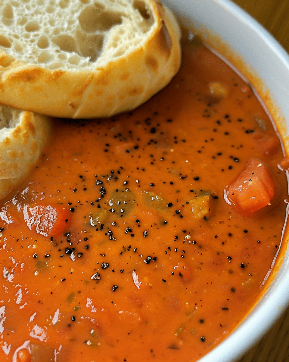Vegan Creamy Tomato Basil Soup With Crispy Chickpeas