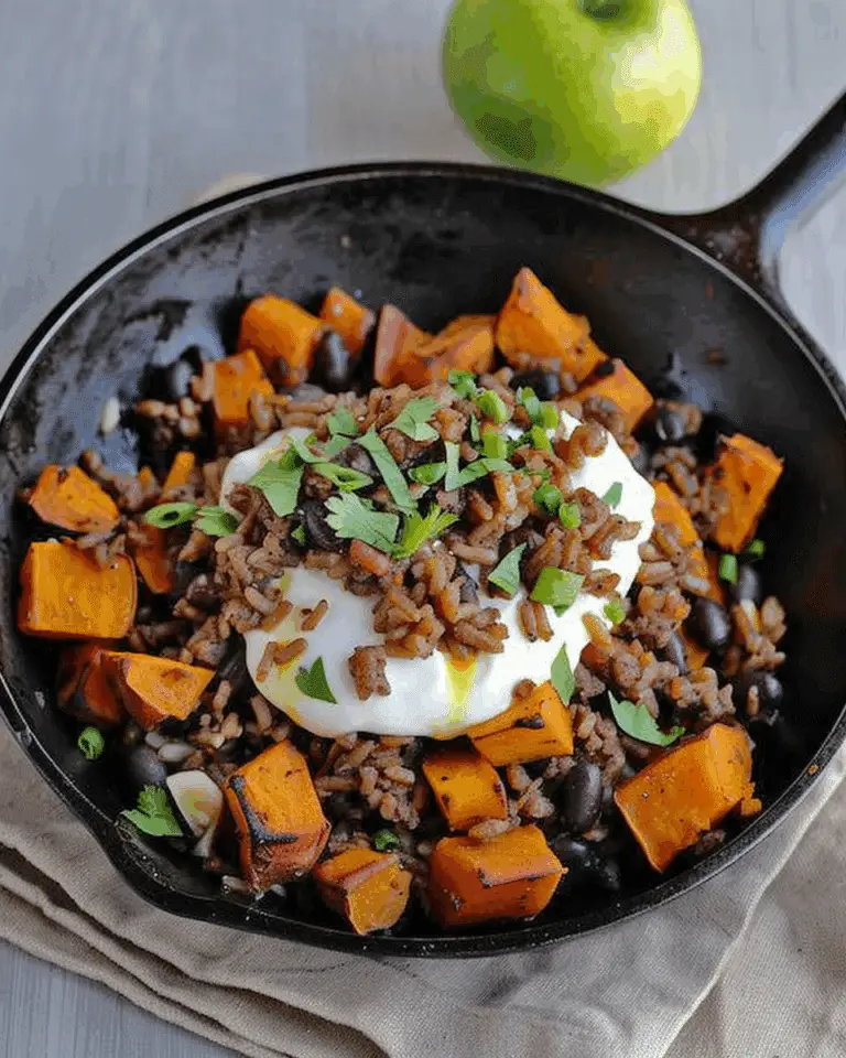 Southwest Sweet Potato, Black Bean & Rice Skillet