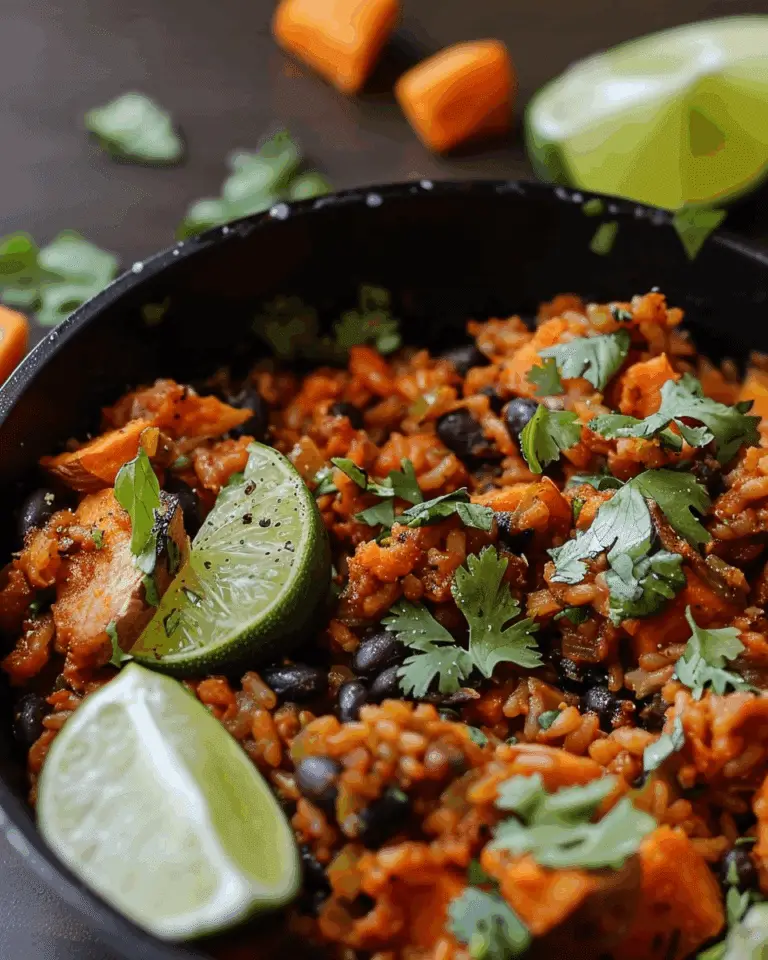 Southwest Sweet Potato, Black Bean and Rice Skillet
