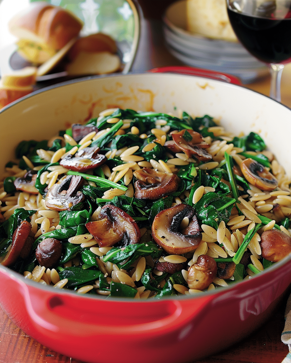 Spinach Mushroom Orzo