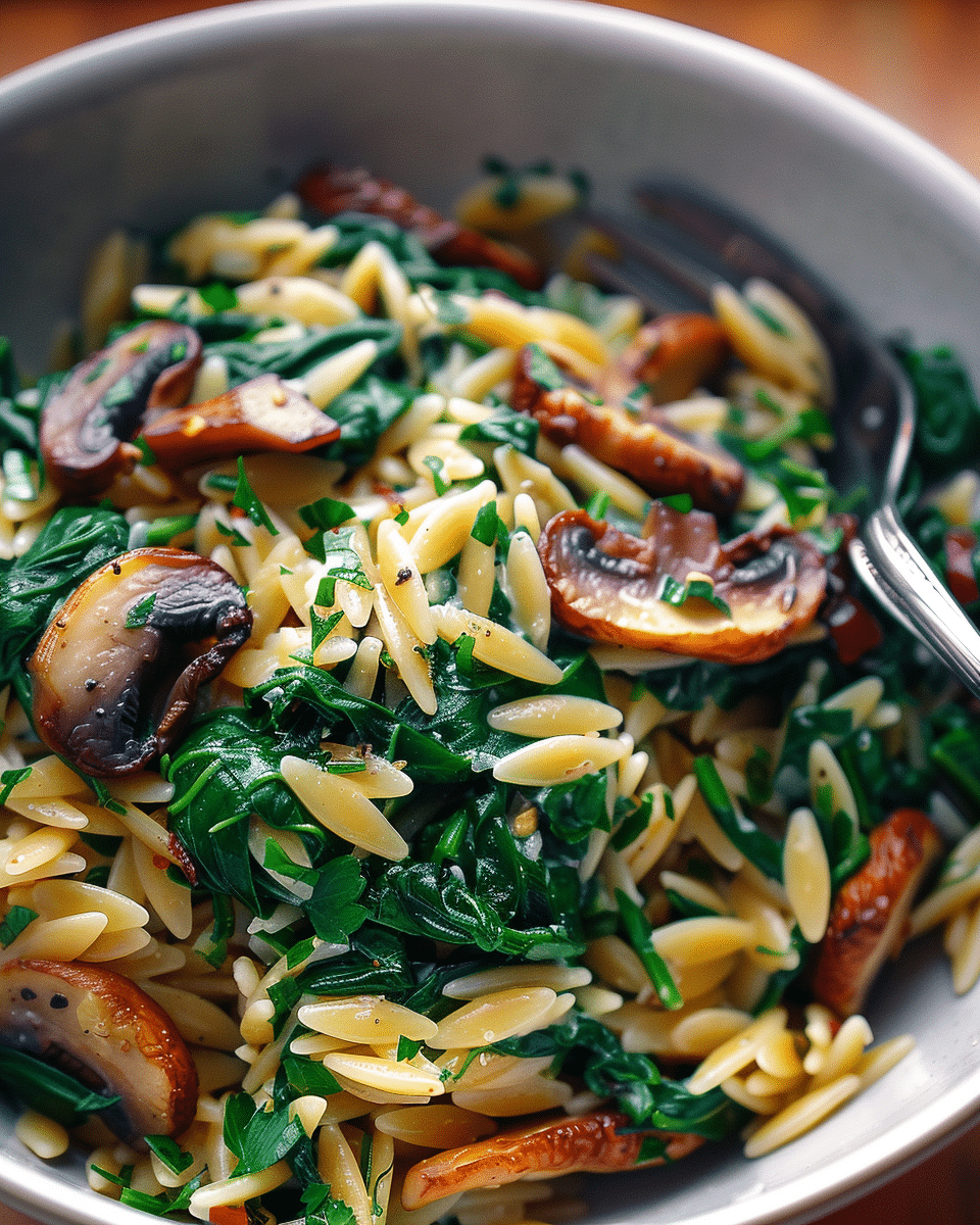 Spinach Mushroom Orzo