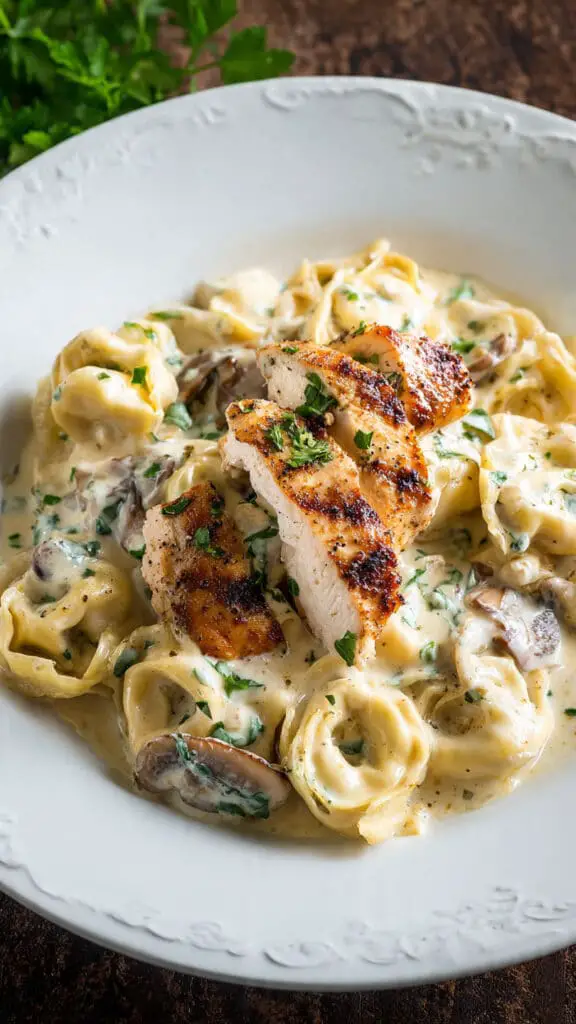 Asiago Tortellini Alfredo With Grilled Chicken