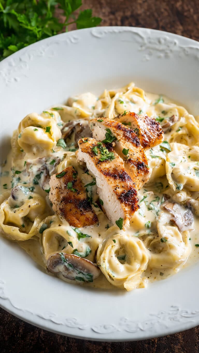Asiago Tortellini Alfredo With Grilled Chicken