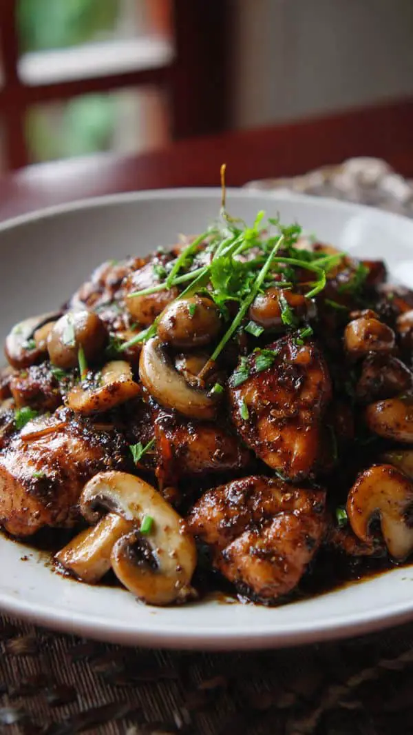 Black Pepper Chicken With Mushrooms