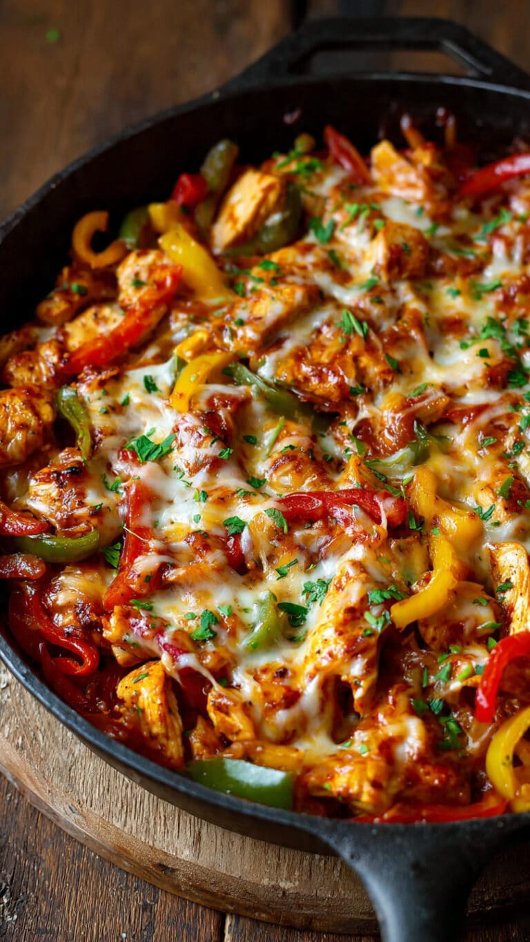 Cheesy Baja Chicken Bell Pepper Skillet
