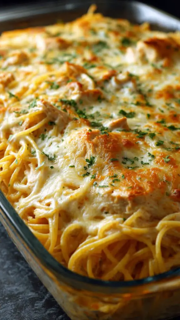 Cheesy Chicken Spaghetti Bake