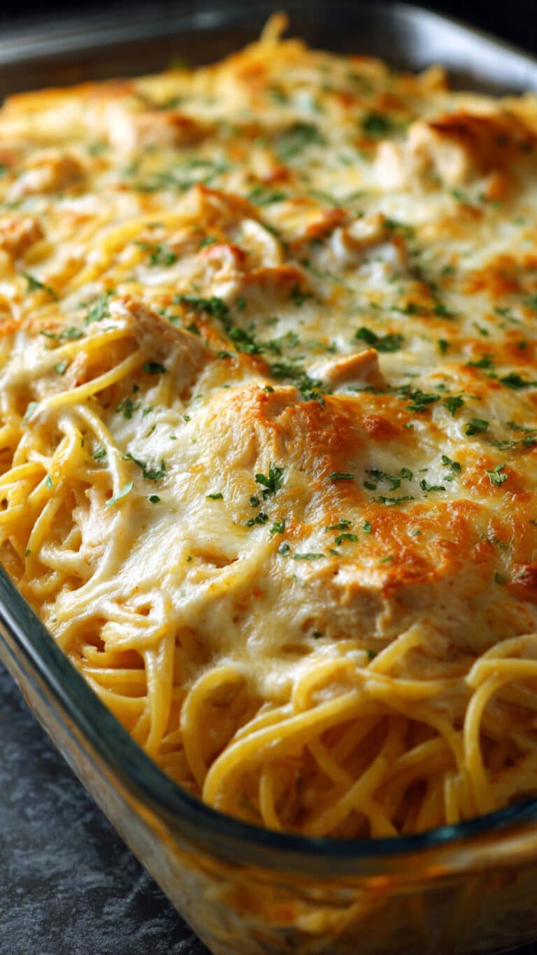 Cheesy Chicken Spaghetti Bake