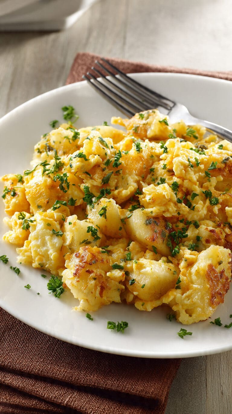Cheesy Potato Egg Scramble