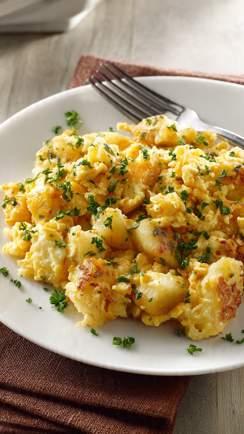 Cheesy Potato Egg Scramble
