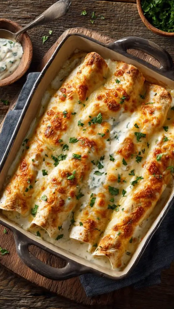 Creamy White Chicken Enchiladas