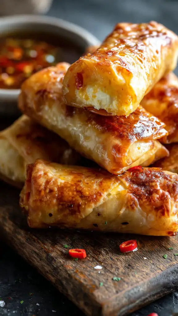 Crispy Baked Feta Rolls With Hot Chili Honey
