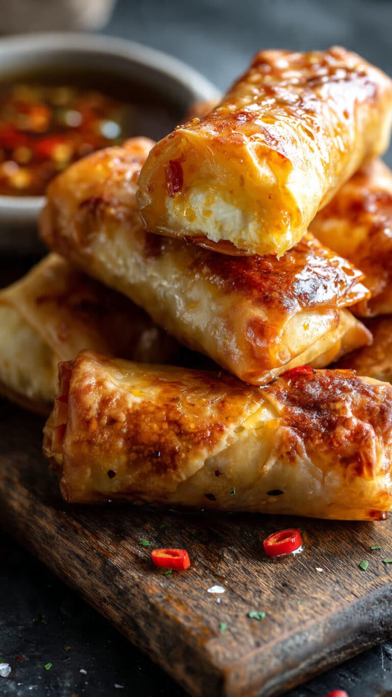 Crispy Baked Feta Rolls With Hot Chili Honey