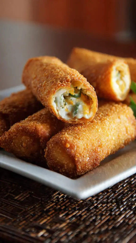 Crispy & Gooey Spicy Jalapeño Popper Egg Rolls