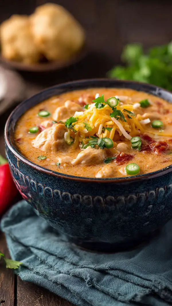 Crockpot Cream Cheese Chicken Chili