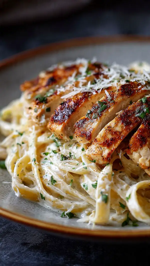 Garlic Butter Chicken With Creamy Ricotta Alfredo Pasta