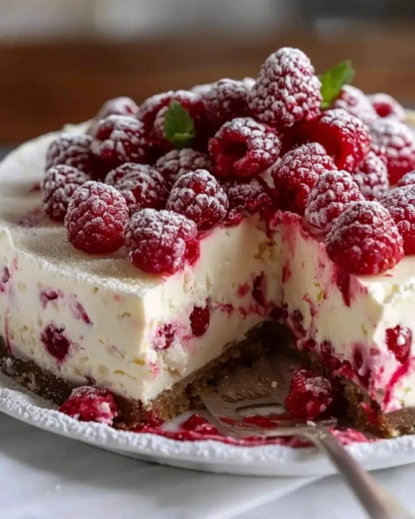 No-Bake White Chocolate Raspberry Cheesecake