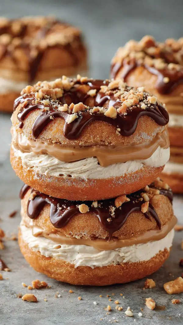 Peanut Butter Cheesecake Donut Sandwiches