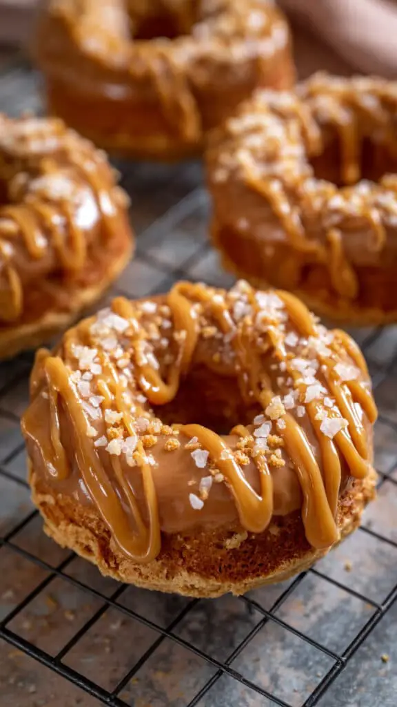Salted Caramel Donuts With Glossy Caramel Glaze